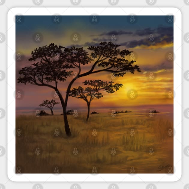 African Sunset Sticker by ArtbyLaVonne